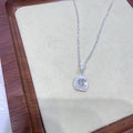 1pc 999 Sterling Silver Square Zircon Pendant Necklace, Elegant & Shiny Style, Perfect For Daily, Dating & Gifting, Ideal Valentine's Gift