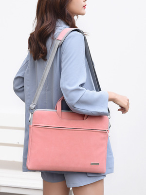 PU Leather Women Laptop Bag Notebook Carrying Case Briefcase For Macbook Air 13.3 14 15.6 Inch Men Handbags Shoulder Mouse