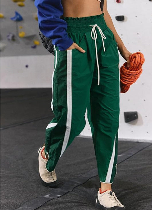 Women's Casual Drawstring Side-Striped Straight-Leg Pants