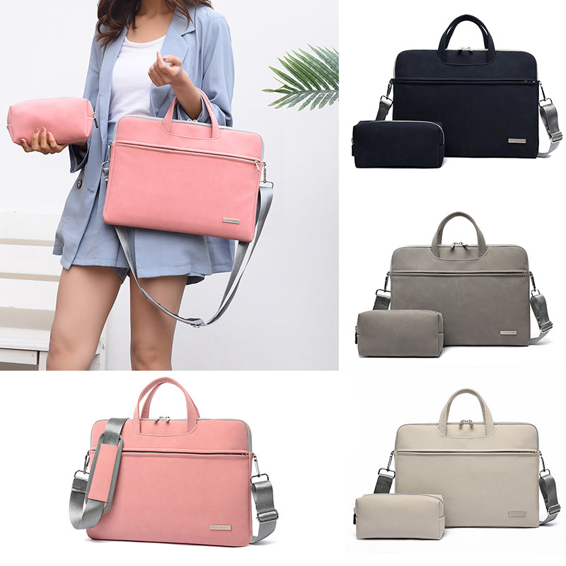 PU Leather Women Laptop Bag Notebook Carrying Case Briefcase For Macbook Air 13.3 14 15.6 Inch Men Handbags Shoulder Mouse