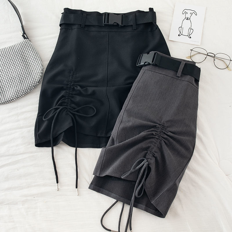 Workwear Style Skirt With High Waist And Thin Words Wrapped Hip Skirt
