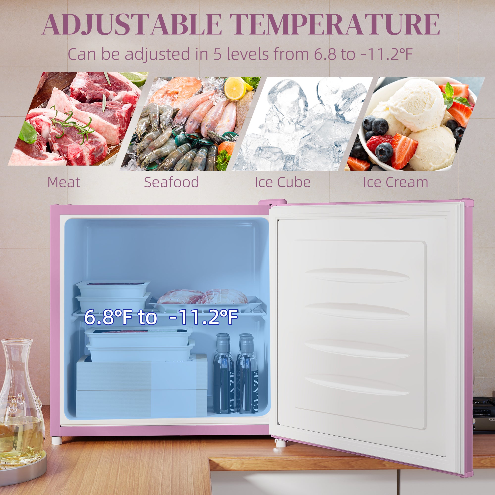 1.1 Cu.Ft Countertop Mini Freezer, Compact Upright Freezer With Removable Shelves