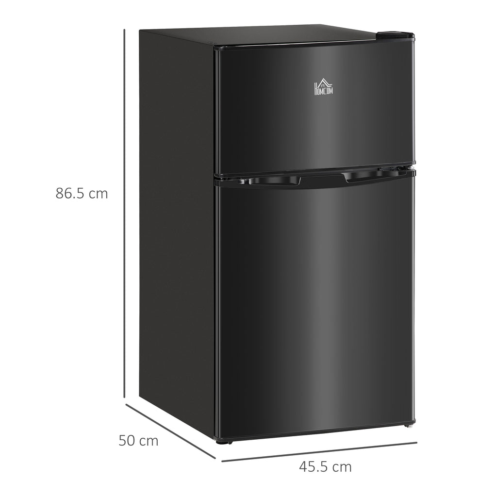 88L Under Counter Fridge Freezer, Small Refrigerator With 5-Setting, 3 Star Freezer Rating, Black
