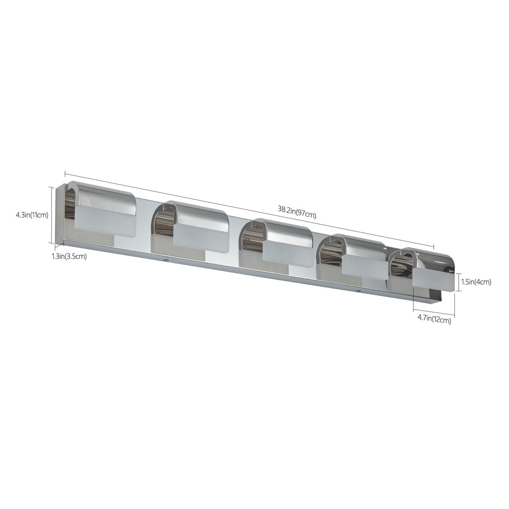 Modern Bathroom Vanity Lighting 5-Light LED Vanity Lights Over Mirror Bath Wall Lighting