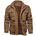 Winter Zip-up Coat Warm Thickened Detachable Hooded Jacket Multi-pocket  Button Drawstring Long Sleeve Tops Men's Cargo Clothing