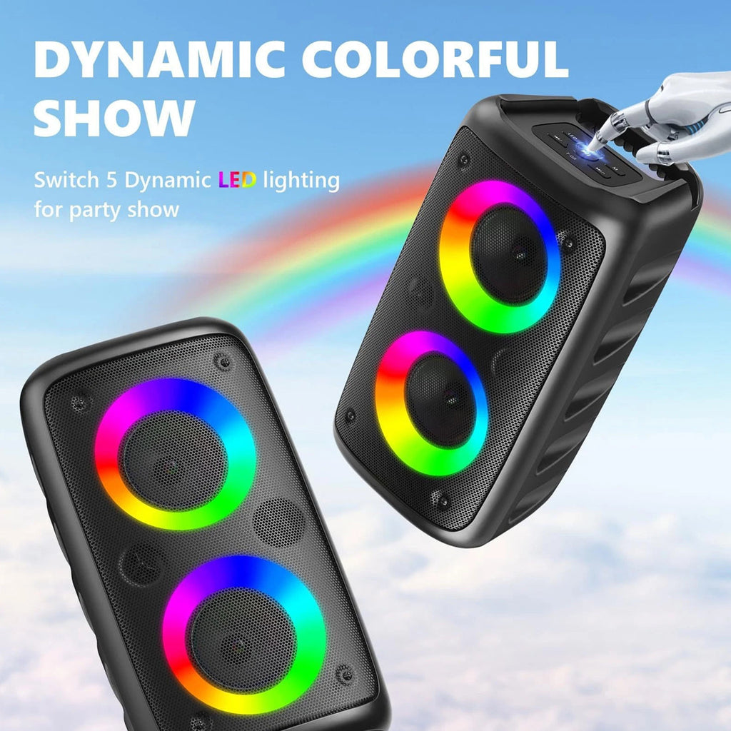 Portable Bluetooth Speaker Sub Woofer Heavy Bass Sound System Party & Mic
