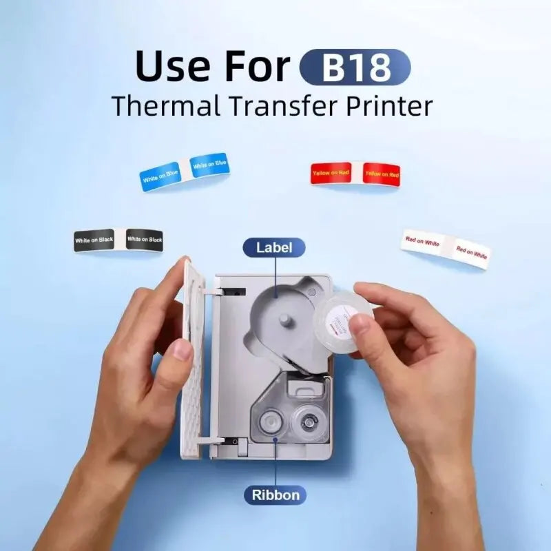 NIIMBOT B18 Labeling Ribbon, Refill Tapes for Thermal Transfer Label Printer/Color Printer, Long Lasting Non Fade