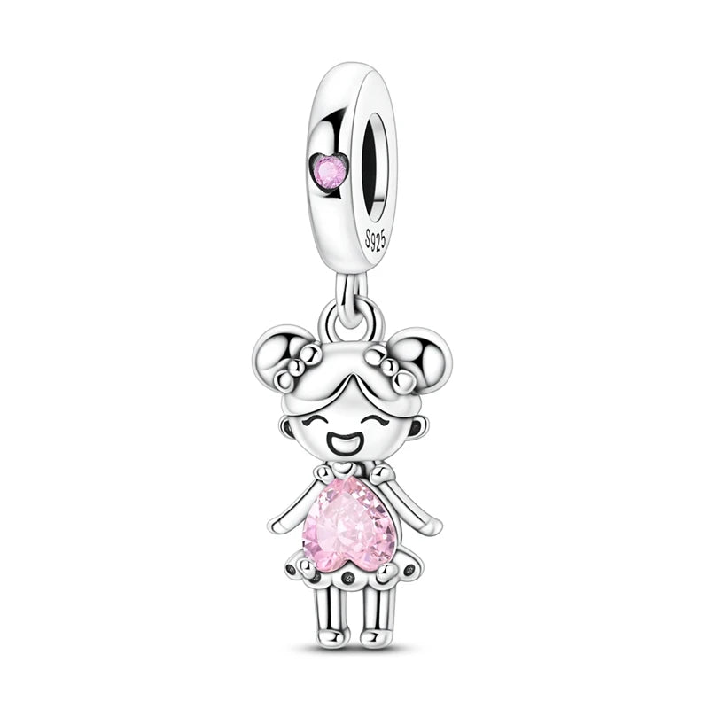 925 Sterling Silver Charms Pendant Beaded Fit Bracelet DIY Boy Girl Family Friendship Charm Making for Women's Fine Jewelry Gift