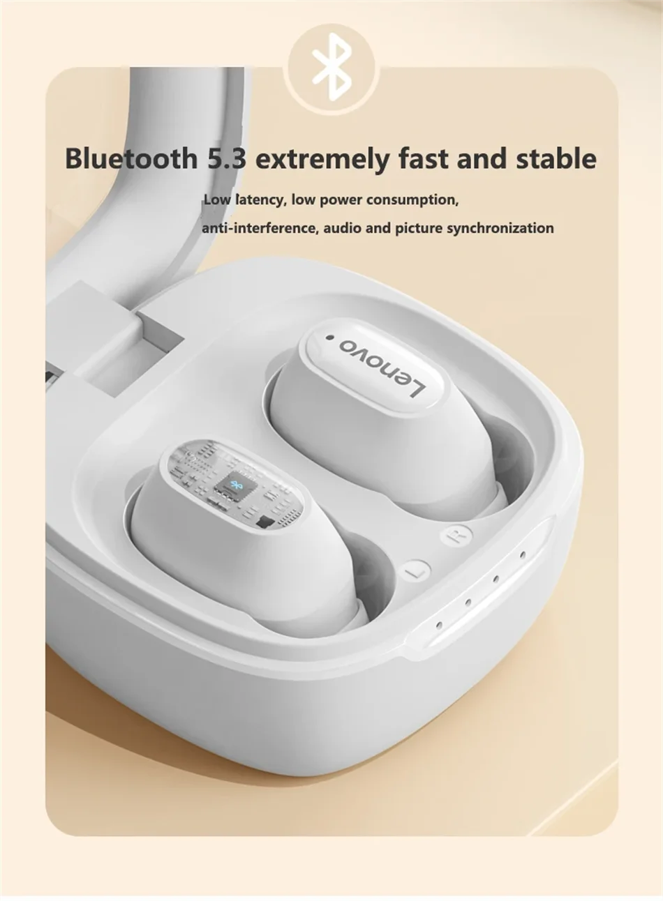 Lenovo XT62 Bluetooth 5.3 Earphones Wireless HiFi Sport Noise Reduction Headset with Mic Touch Control TWS Original Earbuds New