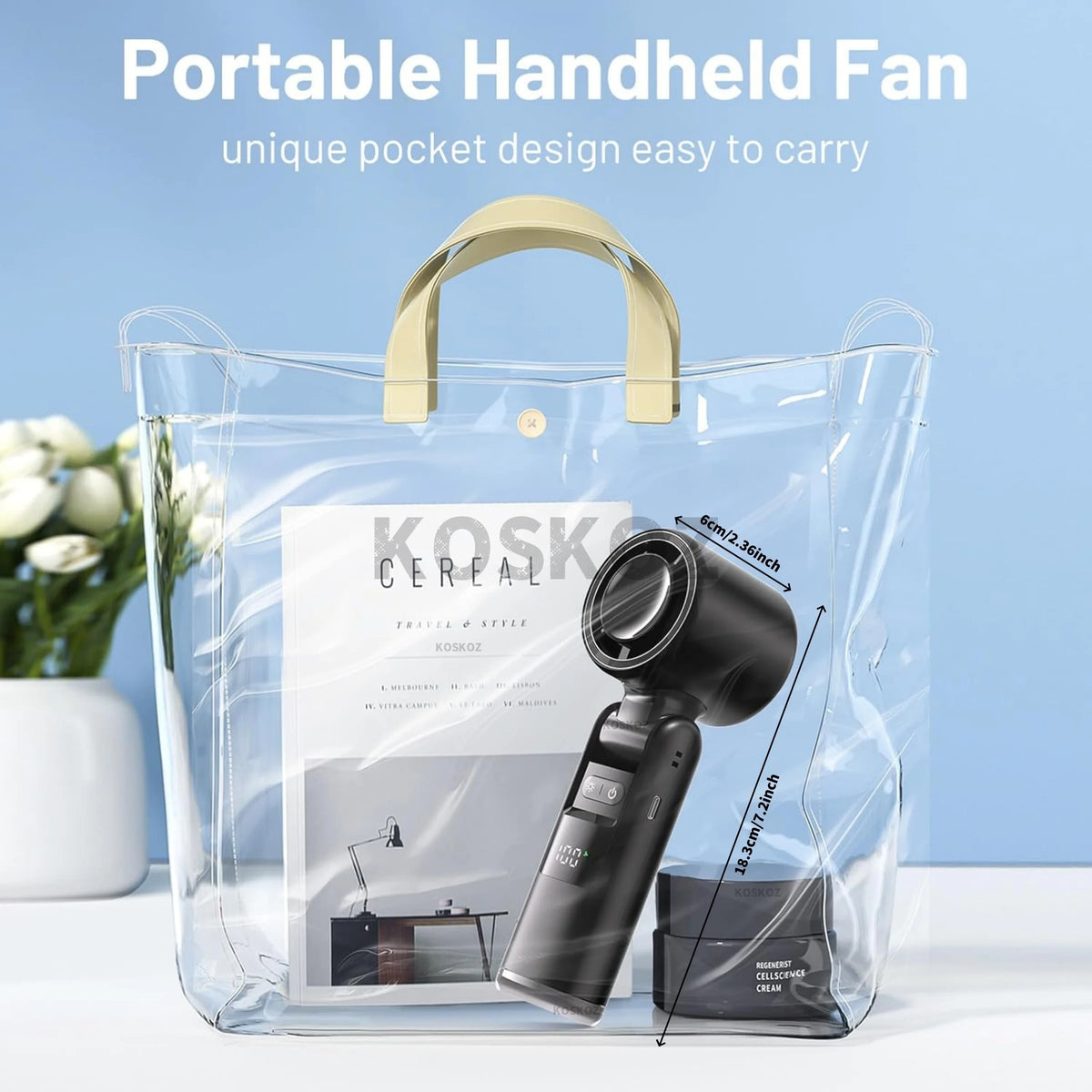 Portable Handheld Turbo Fan, 5 Gear Wind, USB Rechargeable Fan, 3 IN 1 Hand Fans for Outdoor Activities, Travel, Beach