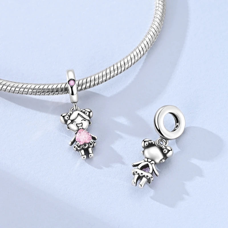 925 Sterling Silver Charms Pendant Beaded Fit Bracelet DIY Boy Girl Family Friendship Charm Making for Women's Fine Jewelry Gift