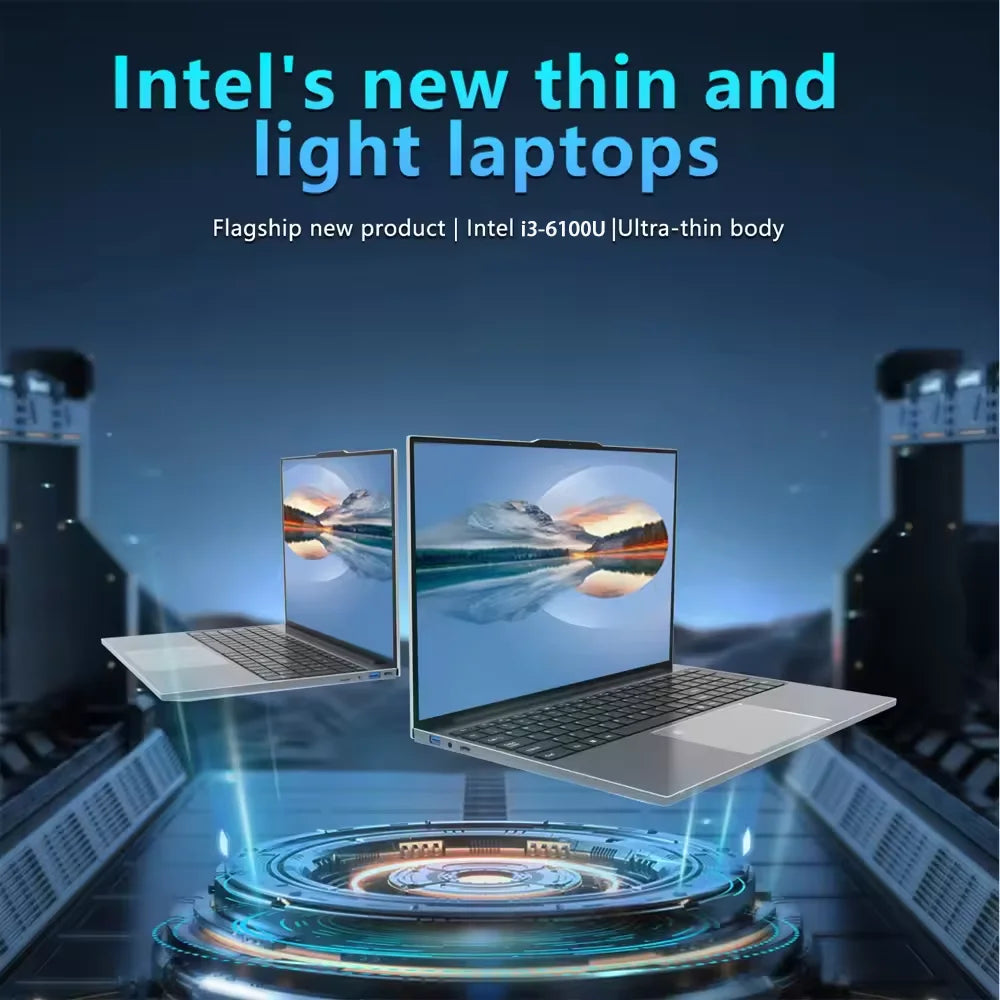 FUCHU 15.6'' PC Computer 16GB DDR4 RAM 1TB 2TB SSD Intel I3-6100U Computer Fingerprint Unlock Windows 11 Laptops Office Study Notebook