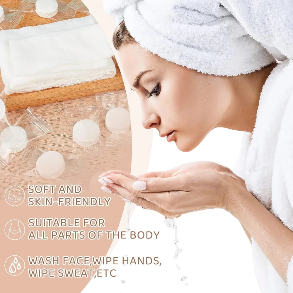 50/100/200 Compressed Towel Cotton Mini Hand Wet Wipes Sheet Towels, Suitable for Travel, Home, Beauty, Camping, Outdoor Sports