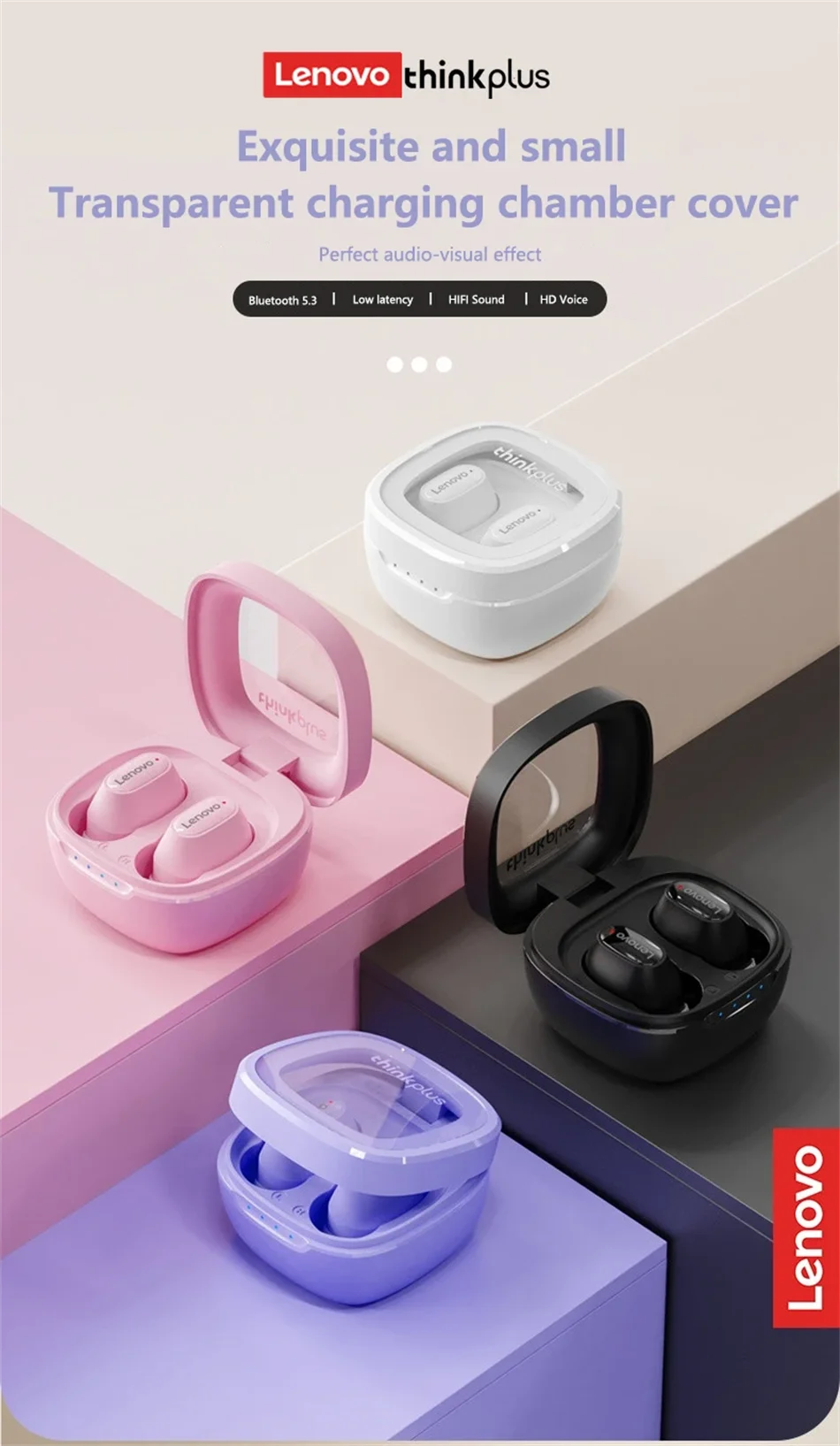 Lenovo XT62 Bluetooth 5.3 Earphones Wireless HiFi Sport Noise Reduction Headset with Mic Touch Control TWS Original Earbuds New