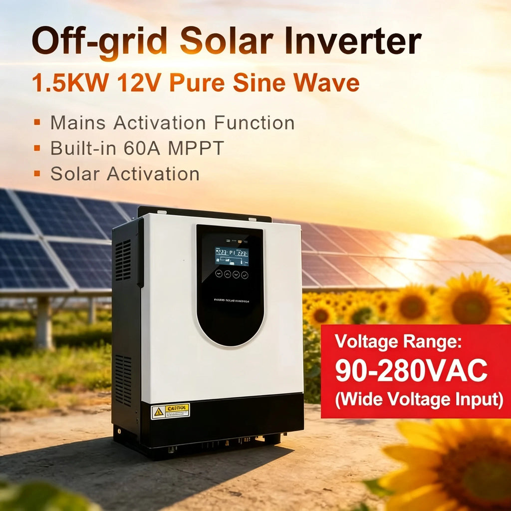 1.5KW Hybrid Solar Inverter 12V Off-Grid AC String Inverter Automatic 60Hz Single-Phase Solar Inverter
