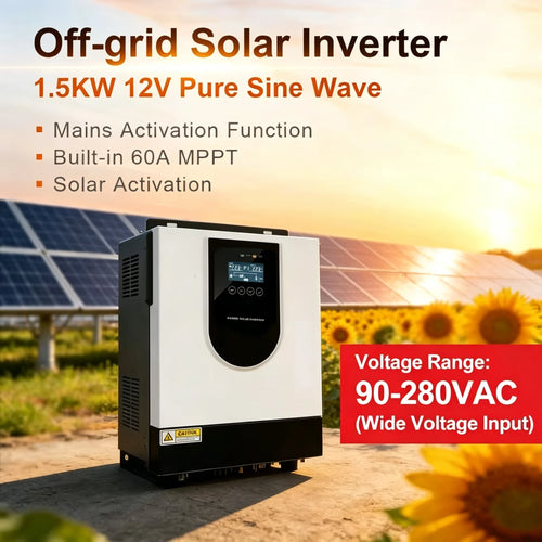 1.5KW Hybrid Solar Inverter 12V Off-Grid AC String Inverter Automatic 60Hz Single-Phase Solar Inverter