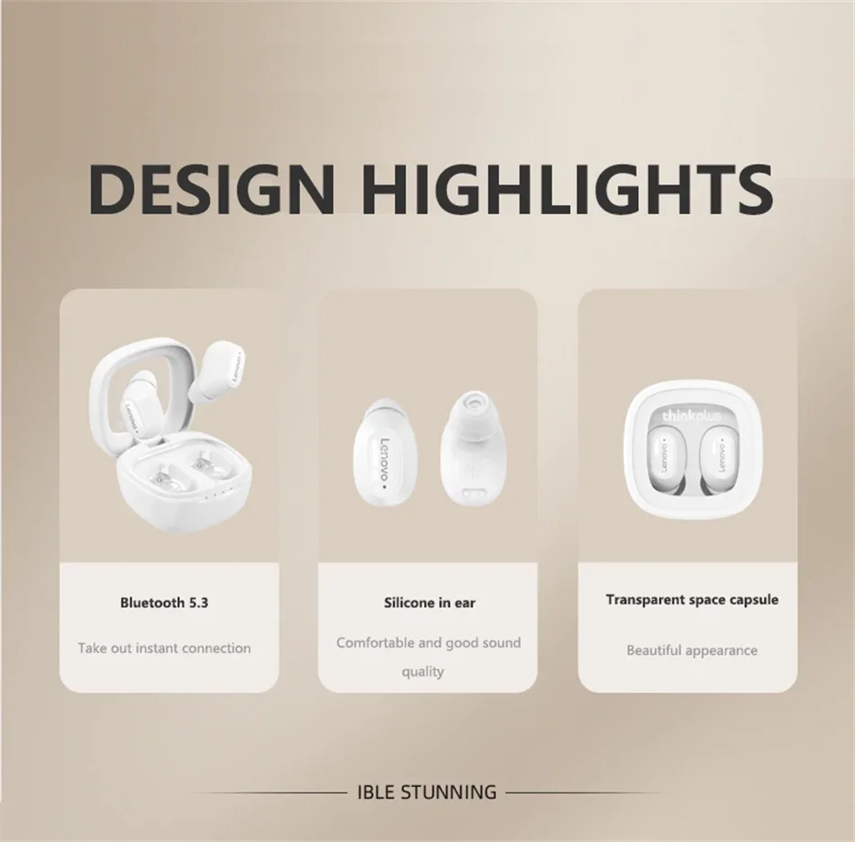 Lenovo XT62 Bluetooth 5.3 Earphones Wireless HiFi Sport Noise Reduction Headset with Mic Touch Control TWS Original Earbuds New