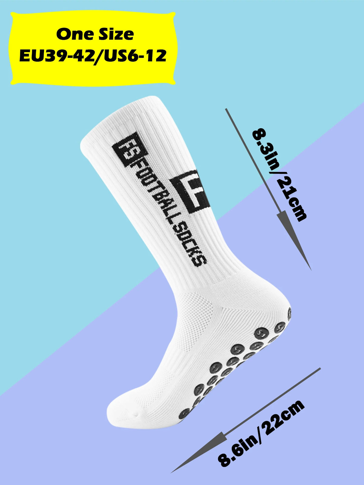 4 Pairs Men's Soccer Socks with Grip, Non Slip Anti Slip Athletic Socks with Cushion Pads for Football/Basketball/Hockey