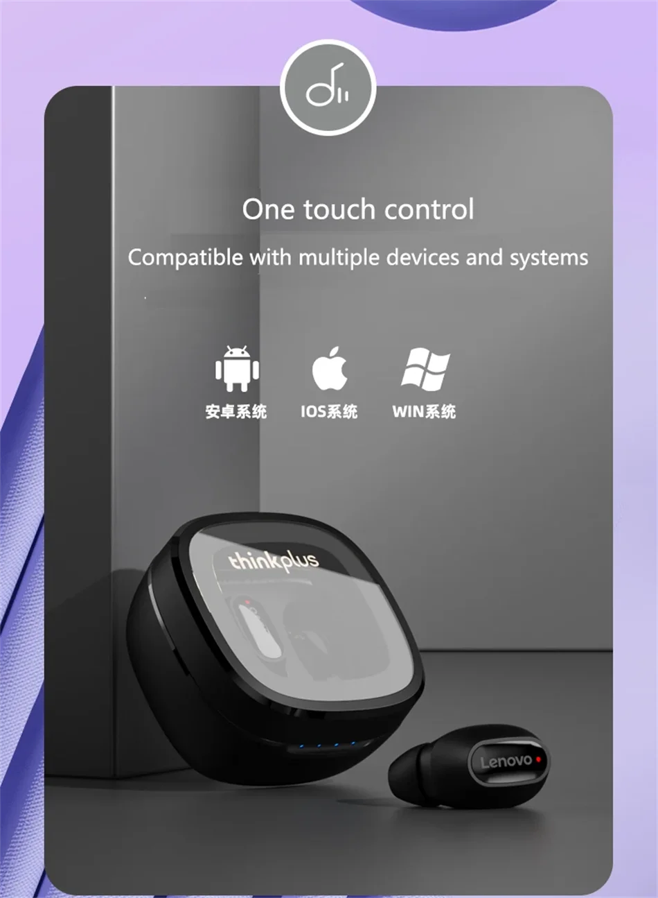 Lenovo XT62 Bluetooth 5.3 Earphones Wireless HiFi Sport Noise Reduction Headset with Mic Touch Control TWS Original Earbuds New