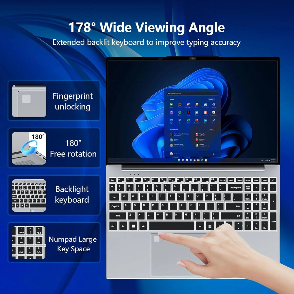FUCHU 2026 Hotselling Fingerprint Unlock Backlit Keyboard 15.6 Inch Laptop Computer 16GB DDR3 RAM 1TB 2TB SSD Intel I3-6006U Notebook Windows 11 Laptops Office Study Game PC