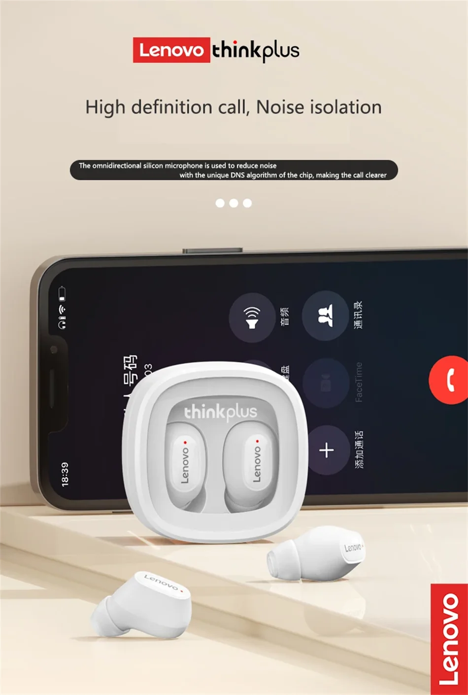 Lenovo XT62 Bluetooth 5.3 Earphones Wireless HiFi Sport Noise Reduction Headset with Mic Touch Control TWS Original Earbuds New