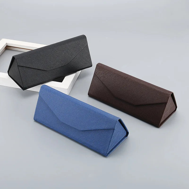 Cross Pattern Sunglasses Case Sunglasses Case PU Portable Compression Resistant Trend Foldable Unisex Pure Color Glasses Case