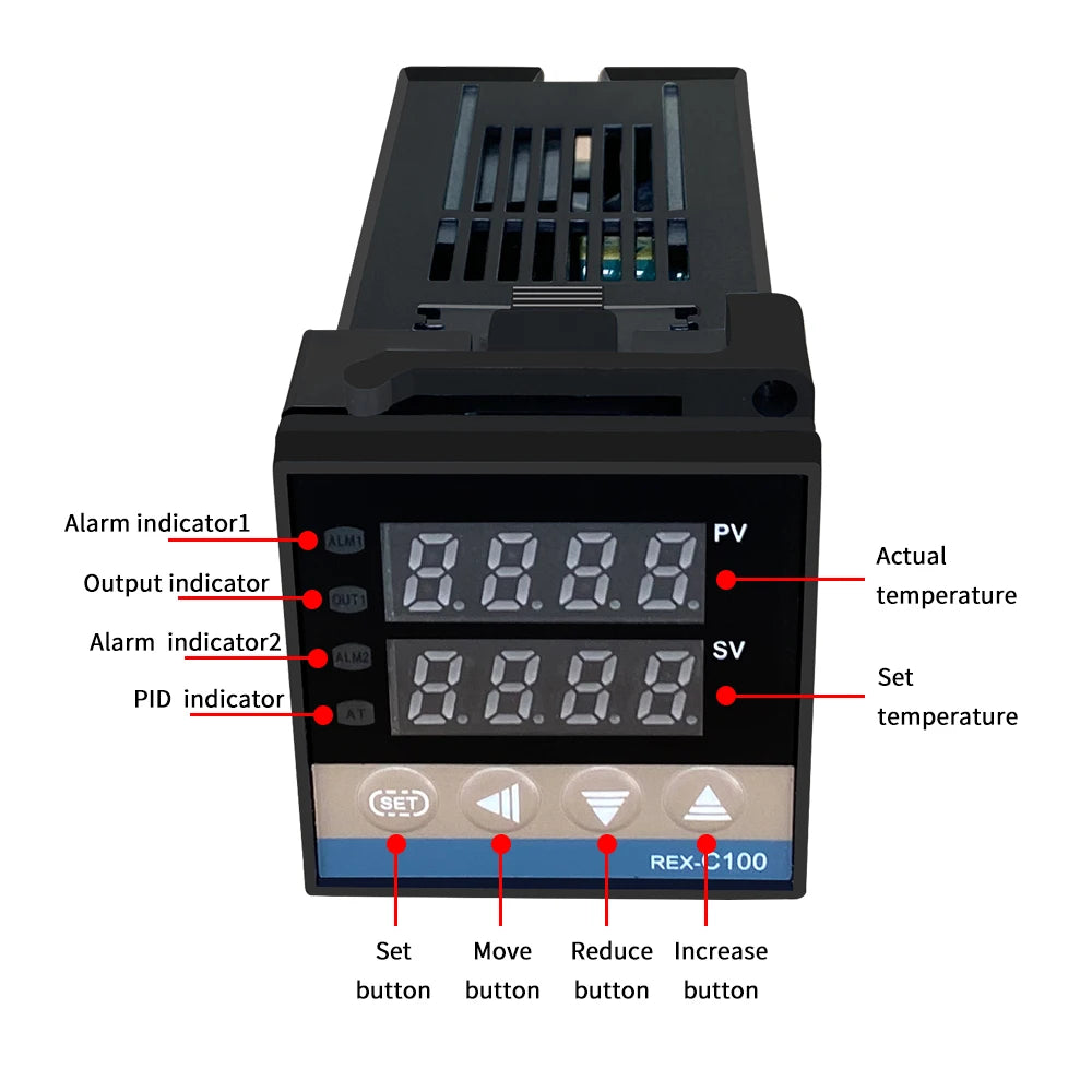 REX-C100 Digital PID Temperature Controller Thermostat SSR output Max.40A SSR Relay K Thermocouple Probe High Quality