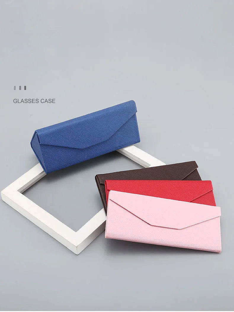 Cross Pattern Sunglasses Case Sunglasses Case PU Portable Compression Resistant Trend Foldable Unisex Pure Color Glasses Case