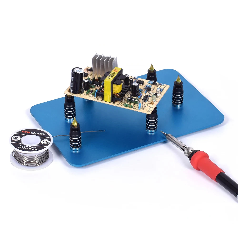 NEWACALOX PCB Fixture Clips Soldering Holder Third Hand Tool Magnetic Flexible Helping Hands with 3X LED Illuminated Magnifier