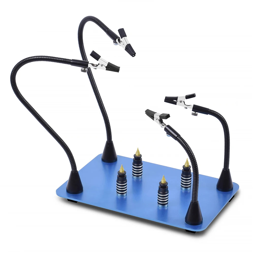 NEWACALOX PCB Fixture Clips Soldering Holder Third Hand Tool Magnetic Flexible Helping Hands with 3X LED Illuminated Magnifier