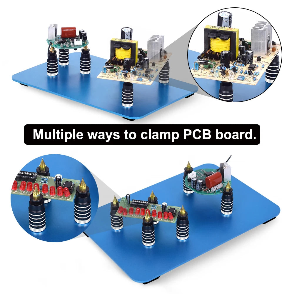 NEWACALOX PCB Fixture Clips Soldering Holder Third Hand Tool Magnetic Flexible Helping Hands with 3X LED Illuminated Magnifier