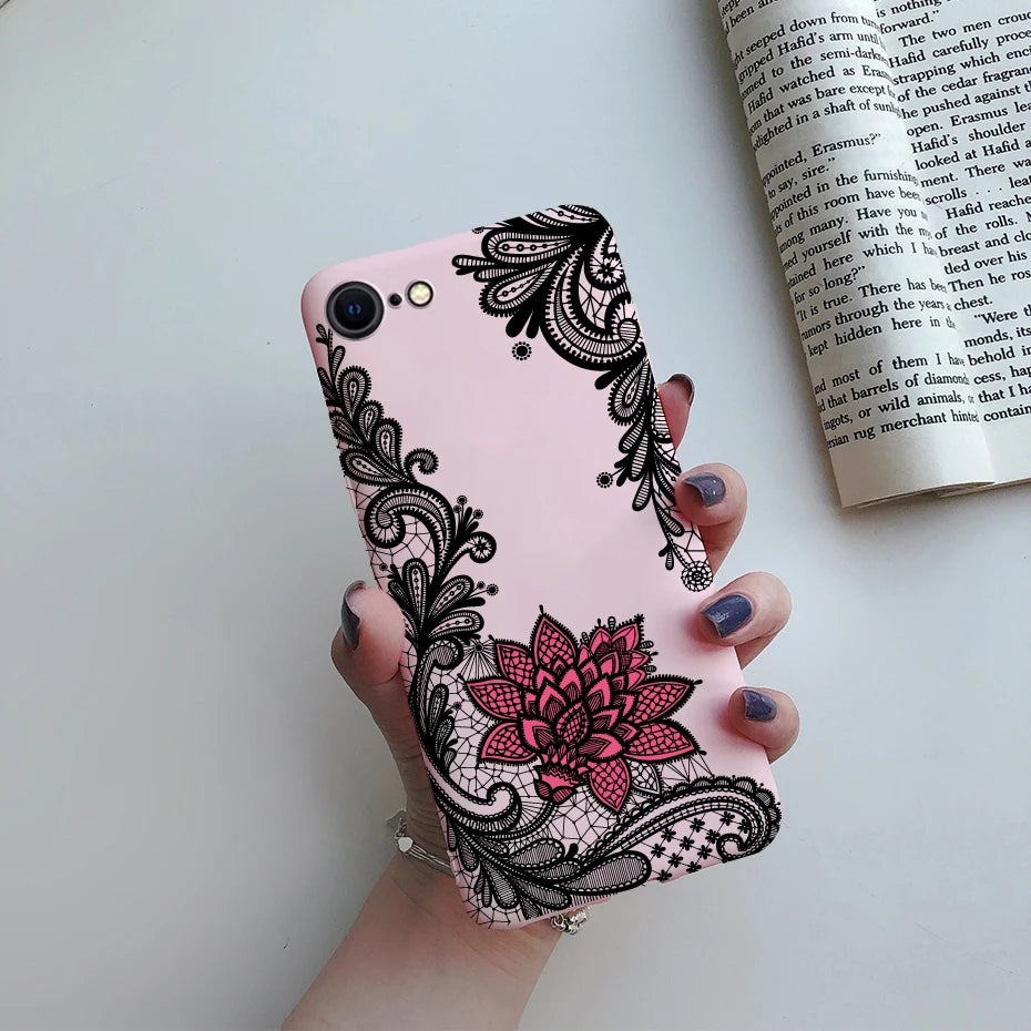 For iPhone SE 2022 Case For iPhone SE 3 SE3 2022 SE2022 Back Shockproof Cover Soft TPU Cute Cartoon Painted Silicone Phone Case