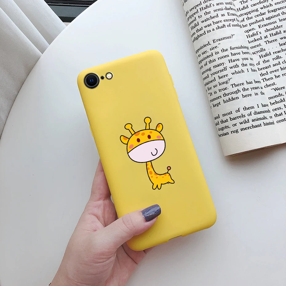 For iPhone SE 2022 Case For iPhone SE 3 SE3 2022 SE2022 Back Shockproof Cover Soft TPU Cute Cartoon Painted Silicone Phone Case
