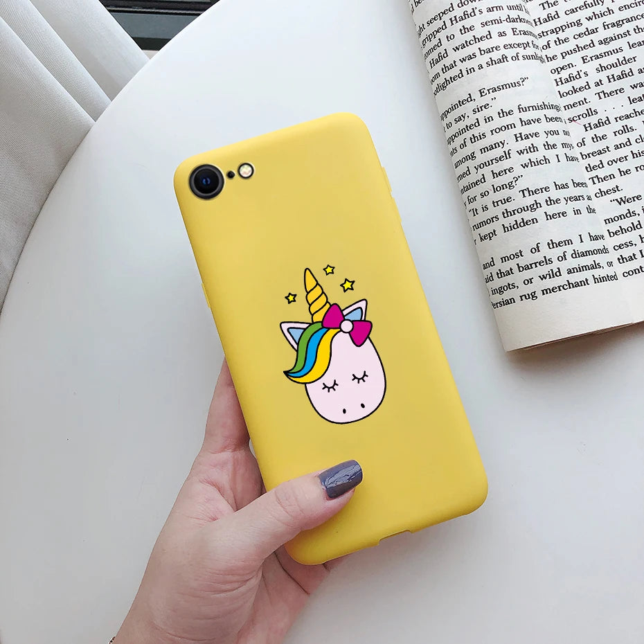For iPhone SE 2022 Case For iPhone SE 3 SE3 2022 SE2022 Back Shockproof Cover Soft TPU Cute Cartoon Painted Silicone Phone Case