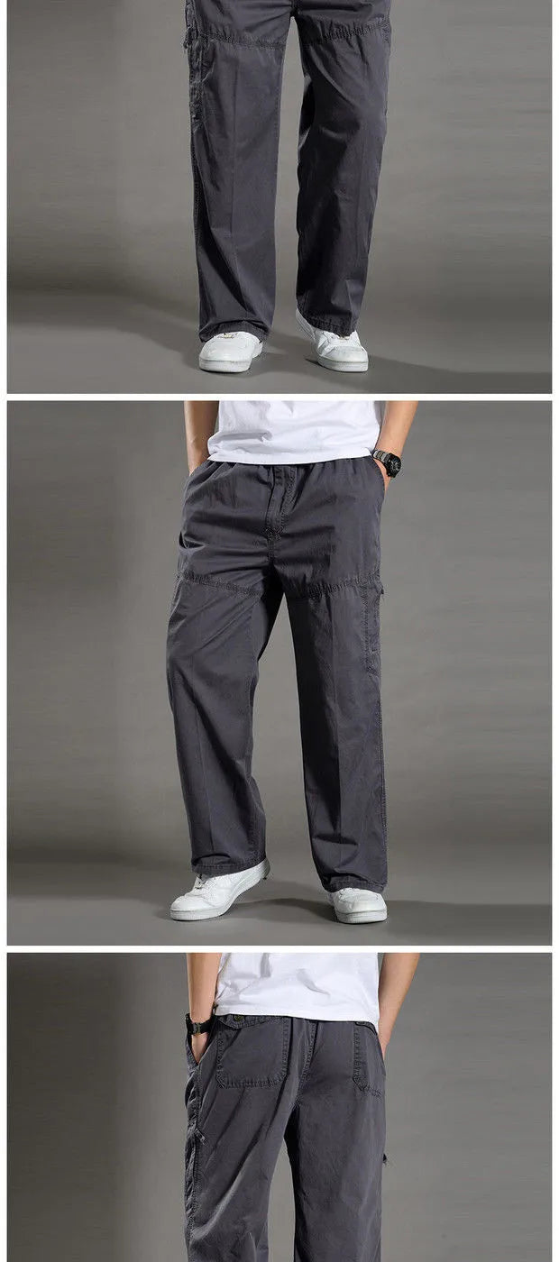 Calças Cargo de Homem Verão Primavera Algodão Roupa de Trabalho Novidade Tamanho Grande 6XL Casuais Escalada Joggers Calças de Treino Calças de Outono Hombre
