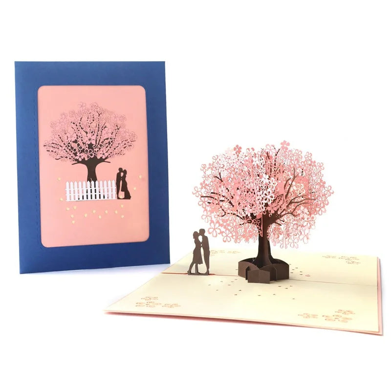 3D Pop Up Greeting Card Romantic Love Flowers Butterfly Bouquet Handmade Surprise Card Anniversary Birthday Valentine's Day Gift