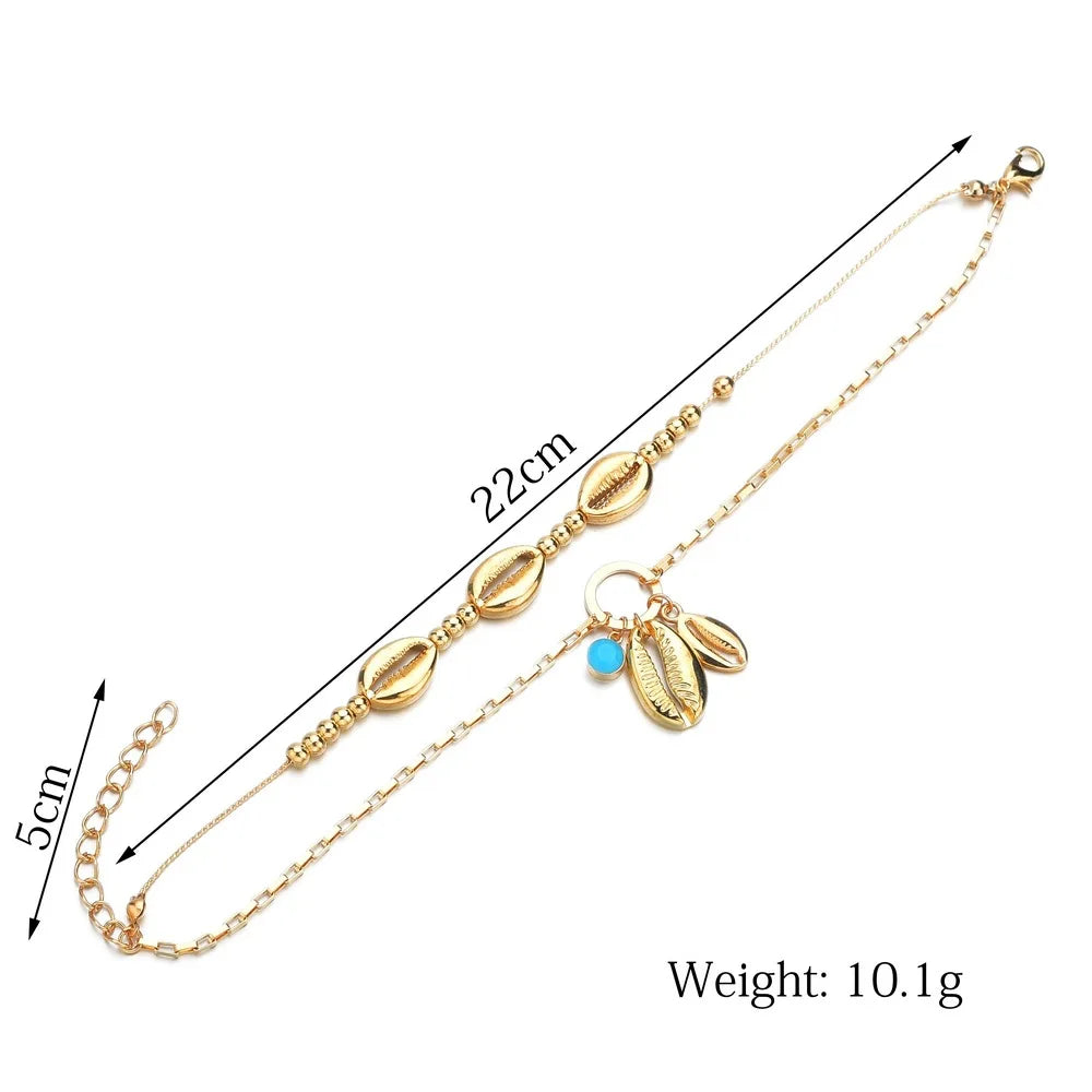Bohemian Multilayer Shell Beads Anklets For Women Vintage Star starfish Ankle Bracelets on Leg Foot Chain Summer Beach Jewelry