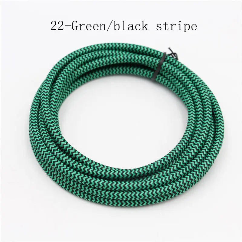 250V 2 Core 0.75mm2 Vintage Textile Cloth Covered Cable Fabric Braided Electrical Wire Flex Colour Cord