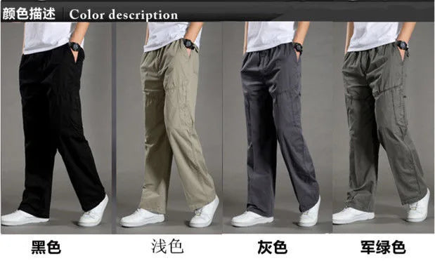 Calças Cargo de Homem Verão Primavera Algodão Roupa de Trabalho Novidade Tamanho Grande 6XL Casuais Escalada Joggers Calças de Treino Calças de Outono Hombre