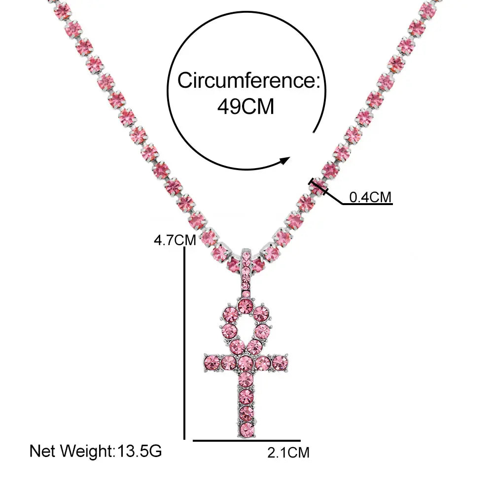 Punk Hip Hop Rhinestone Cross Pendant Necklace for Women Men Bling Iced Out Crystal Chain Choker Necklace Jewelry On The Neck