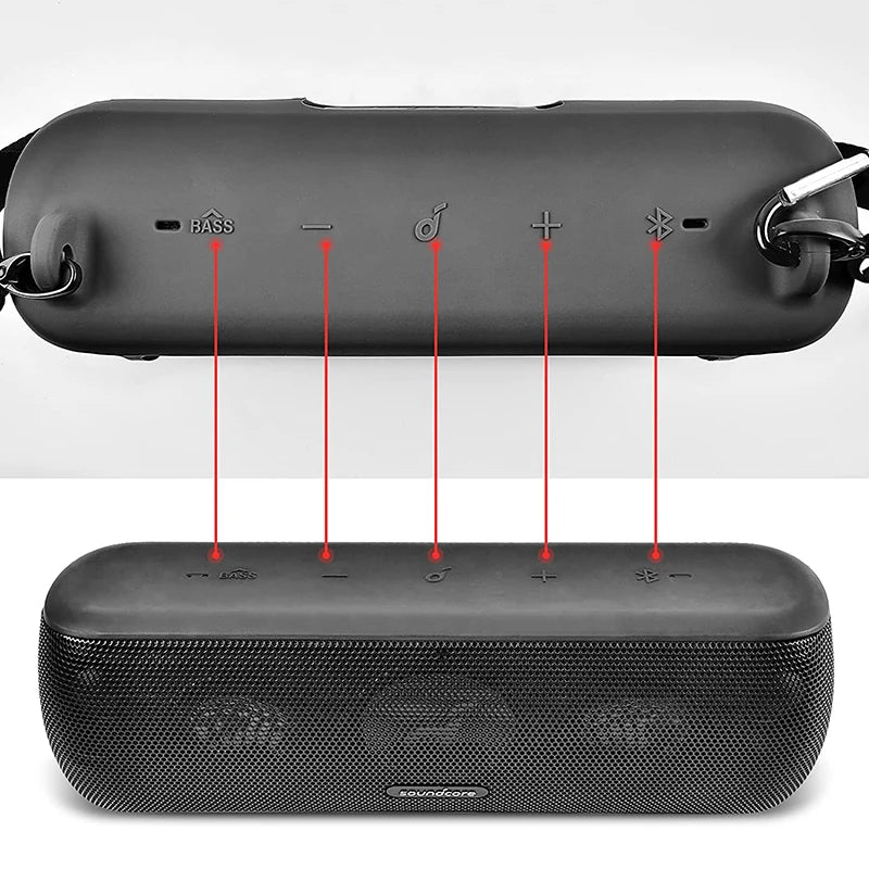 ZOPRORE Silicone Case for Anker Soundcore Motion+ Bluetooth Speaker, Waterproof Rubber Travel Carry Pouch with Strap Carabiner