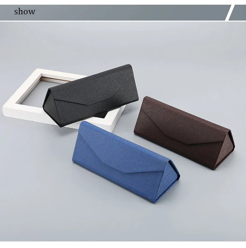 Cross Pattern Sunglasses Case Sunglasses Case PU Portable Compression Resistant Trend Foldable Unisex Pure Color Glasses Case