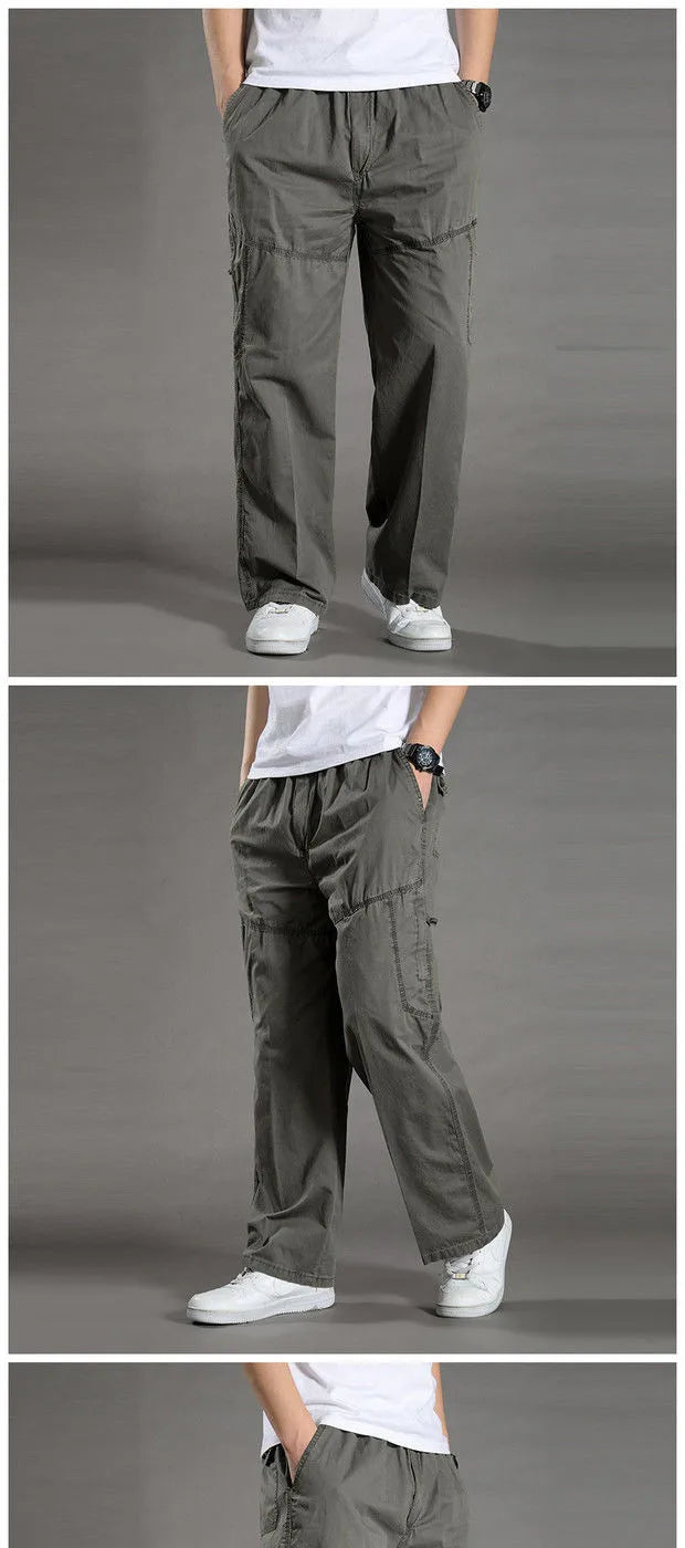 Calças Cargo de Homem Verão Primavera Algodão Roupa de Trabalho Novidade Tamanho Grande 6XL Casuais Escalada Joggers Calças de Treino Calças de Outono Hombre