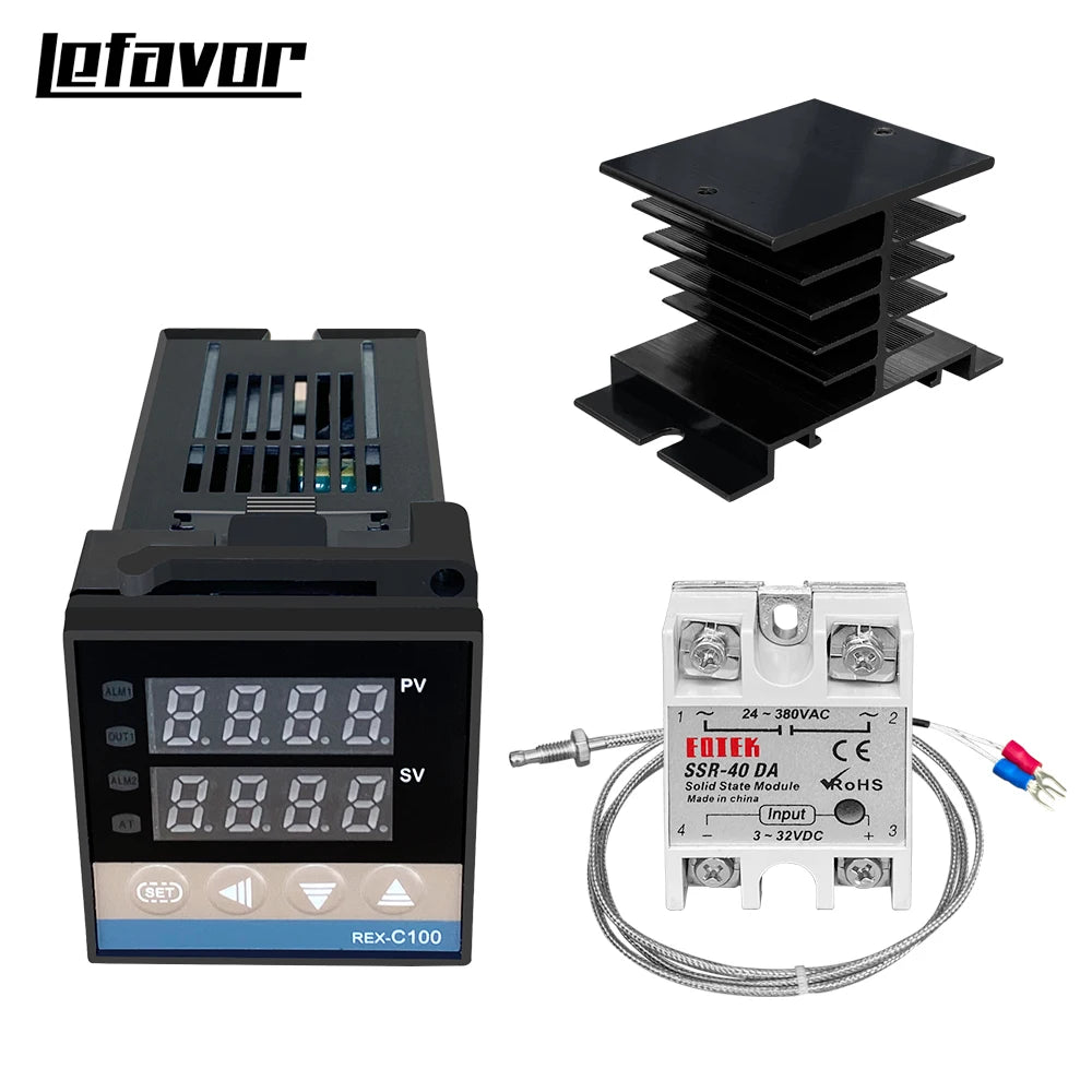 REX-C100 Digital PID Temperature Controller Thermostat SSR output Max.40A SSR Relay K Thermocouple Probe High Quality
