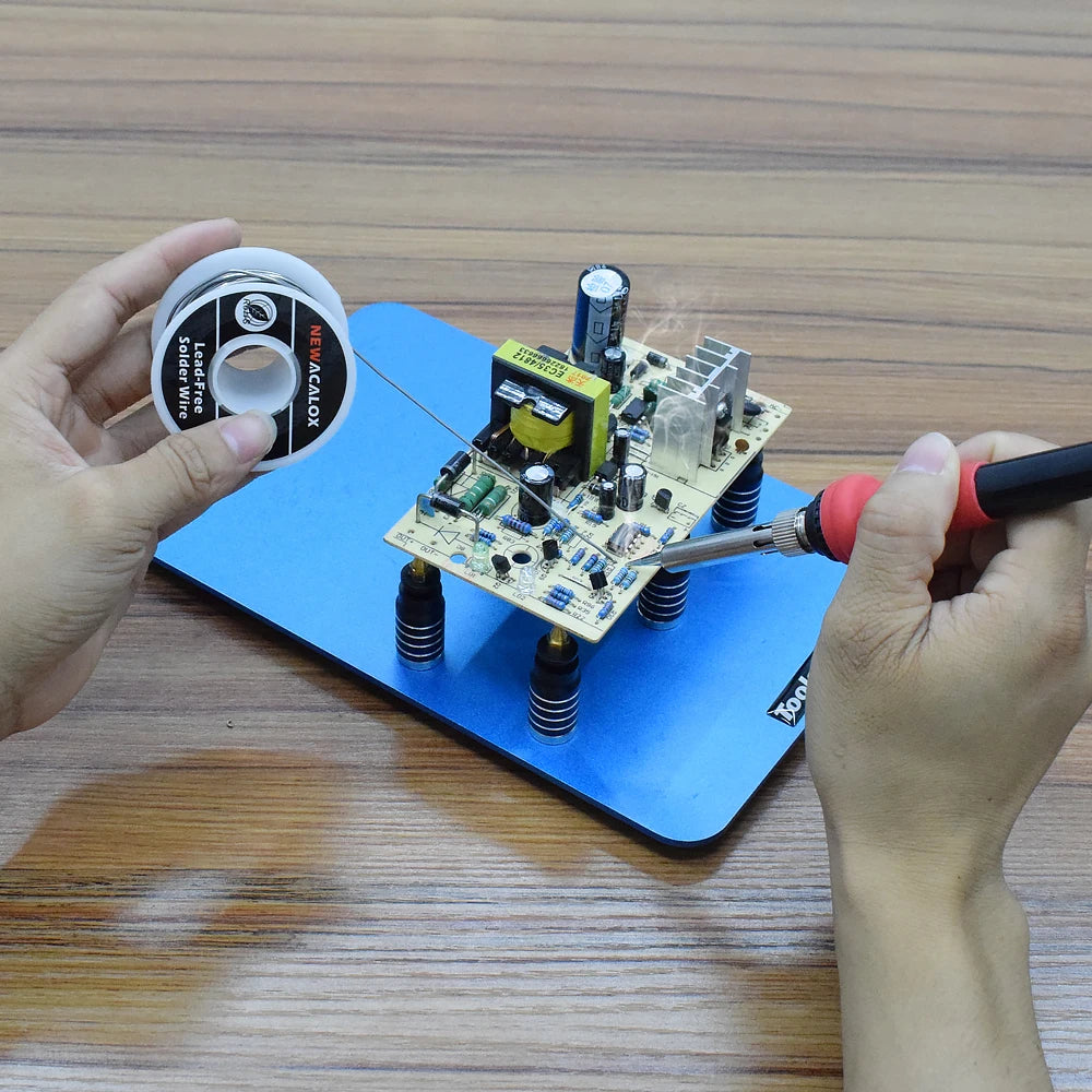 NEWACALOX PCB Fixture Clips Soldering Holder Third Hand Tool Magnetic Flexible Helping Hands with 3X LED Illuminated Magnifier