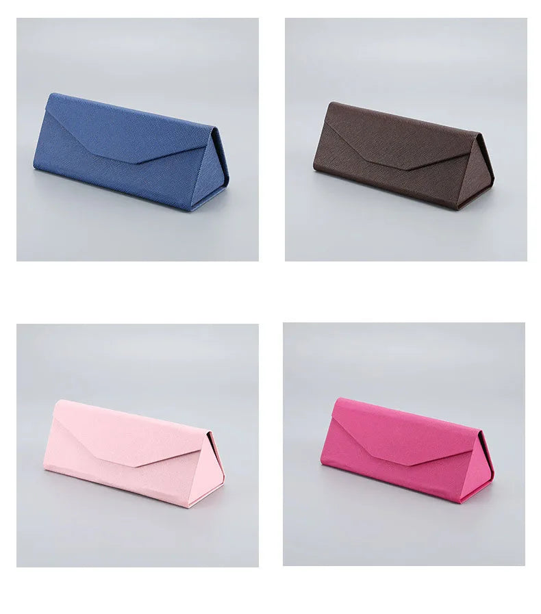 Cross Pattern Sunglasses Case Sunglasses Case PU Portable Compression Resistant Trend Foldable Unisex Pure Color Glasses Case