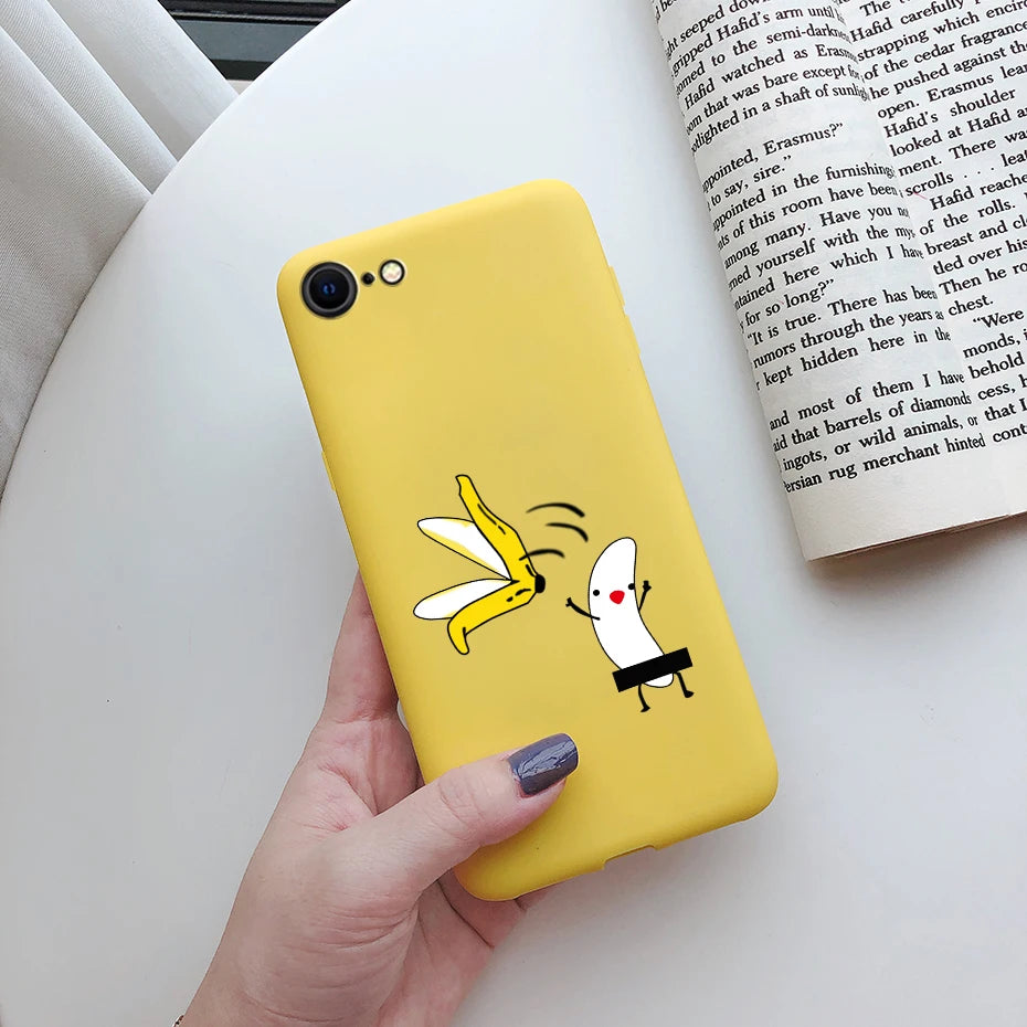 For iPhone SE 2022 Case For iPhone SE 3 SE3 2022 SE2022 Back Shockproof Cover Soft TPU Cute Cartoon Painted Silicone Phone Case