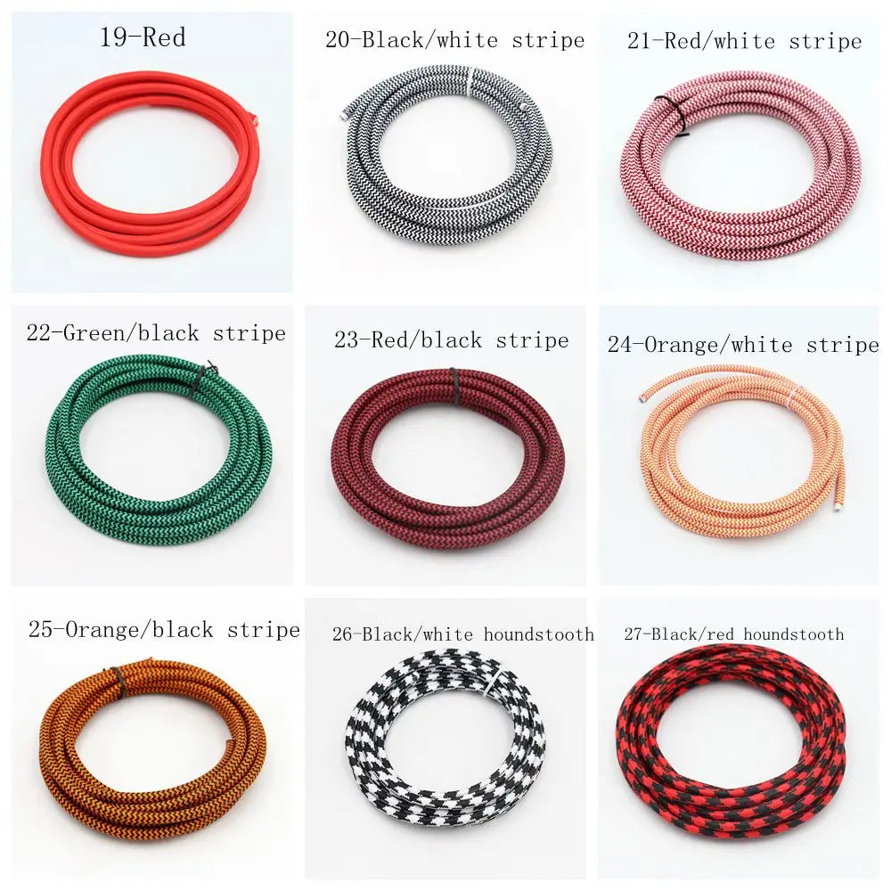 250V 2 Core 0.75mm2 Vintage Textile Cloth Covered Cable Fabric Braided Electrical Wire Flex Colour Cord