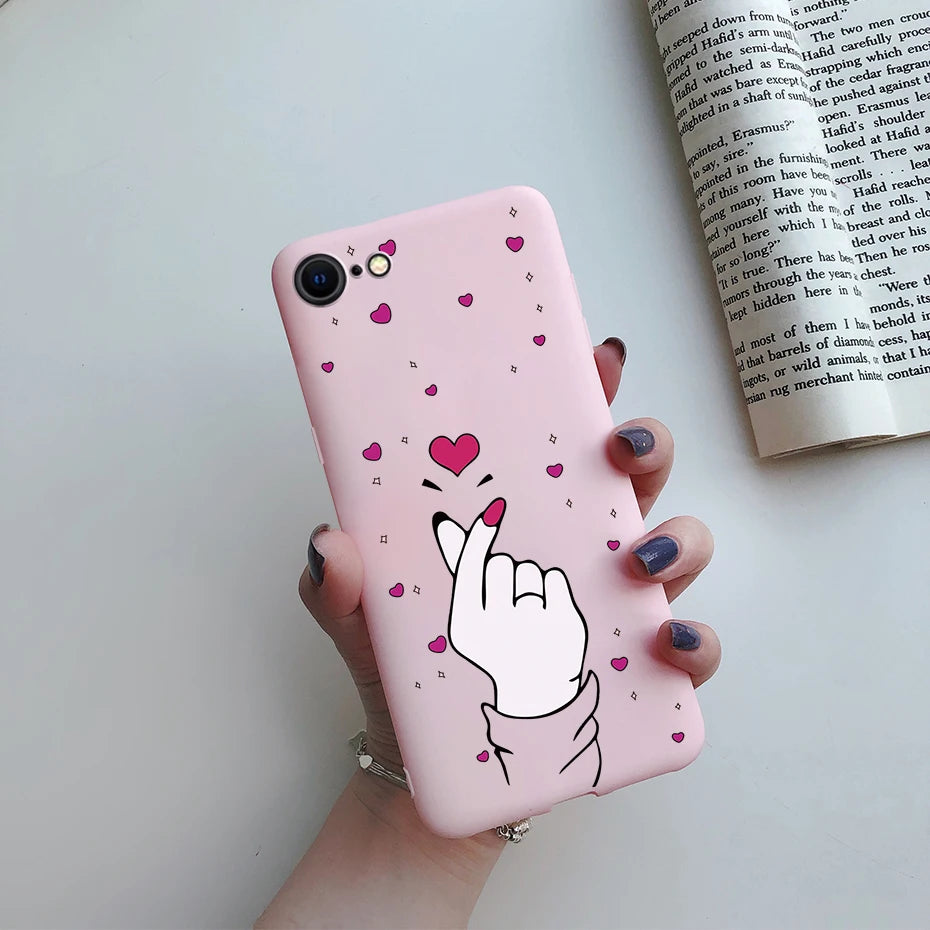 For iPhone SE 2022 Case For iPhone SE 3 SE3 2022 SE2022 Back Shockproof Cover Soft TPU Cute Cartoon Painted Silicone Phone Case