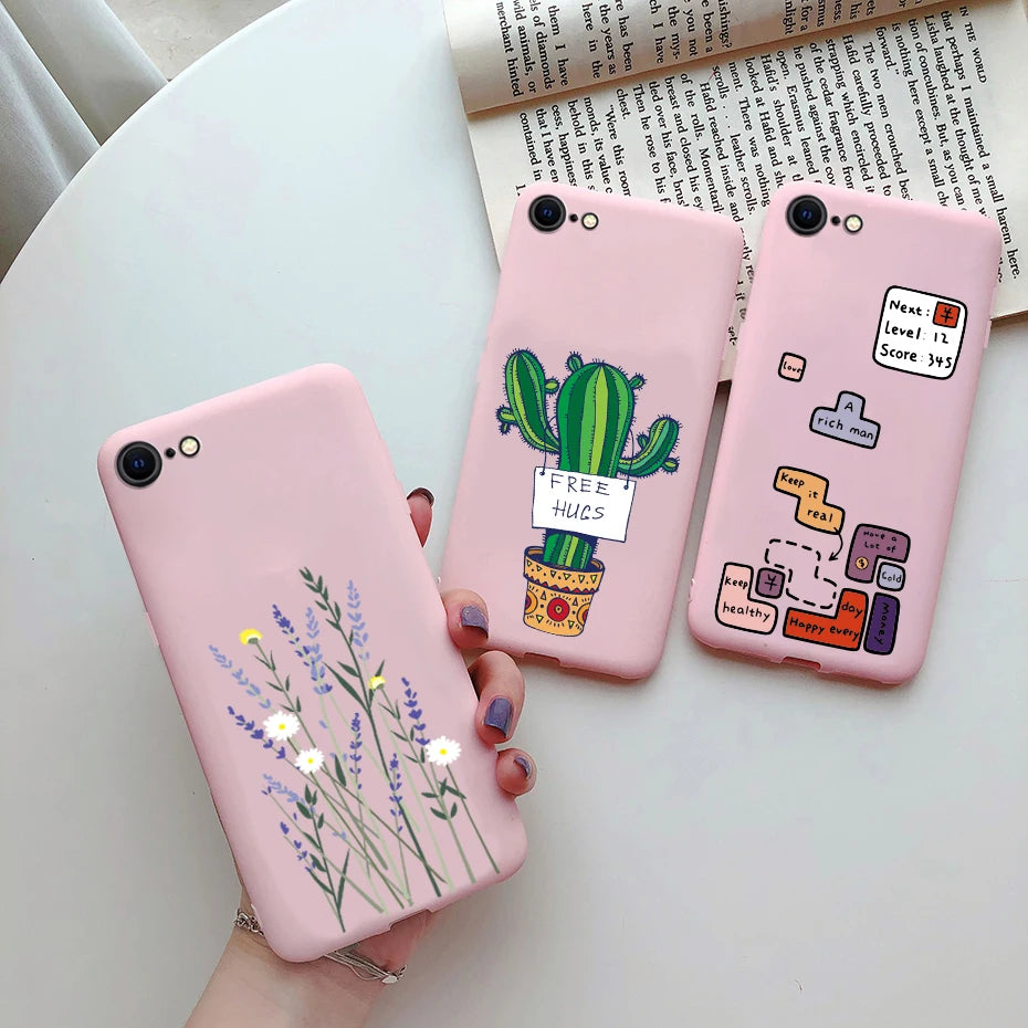 For iPhone SE 2022 Case For iPhone SE 3 SE3 2022 SE2022 Back Shockproof Cover Soft TPU Cute Cartoon Painted Silicone Phone Case